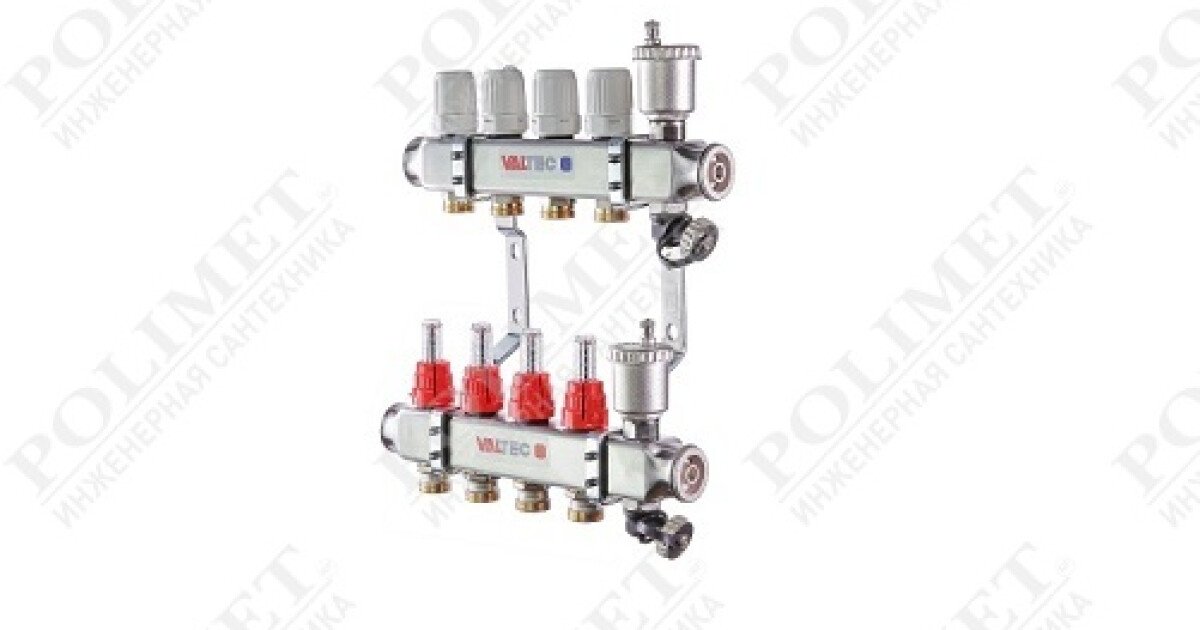 POLIMET Инженерная сантехника | (586) Коллекторная группа НЕРЖ с расх ...