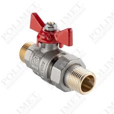 Кран шаровой BASE-ГОСТ  со сгоном с рукояткой-бабочкой нар.-нар. DN20, PN40, 3/4"