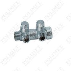Коллектор запорно-балансировочный 1" на 2 отвода 3/4"EU c вставкой под уплотнение FAR