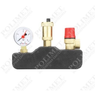 (VARMEGA) Группа безопасности котла, латунь, с термоизоляцией 1", 3 бар