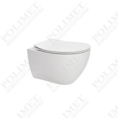 Безободковый  подвесной унитаз KING LINE 52 см с крышкой RING SLIM