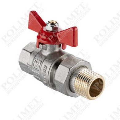 Кран шаровой BASE-ГОСТ  со сгоном с рукояткой-бабочкой вн.-нар. DN15, PN40, 1/2"