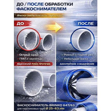 Гратосниматель для пластик.трубы 25-63 мм 647/63