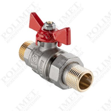 Кран шаровой BASE-ГОСТ  со сгоном с рукояткой-бабочкой нар.-нар. DN20, PN40, 3/4"