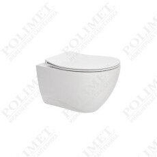 Безободковый  подвесной унитаз KING LINE 52 см с крышкой RING SLIM